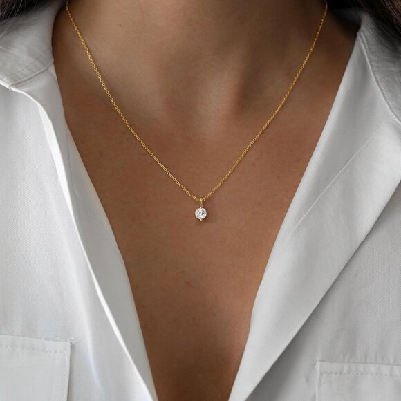 Gold Necklaces for Women, 14K Plated Dainty Layered Diamond Sun Pendant Choker S - Picture 7 of 8
